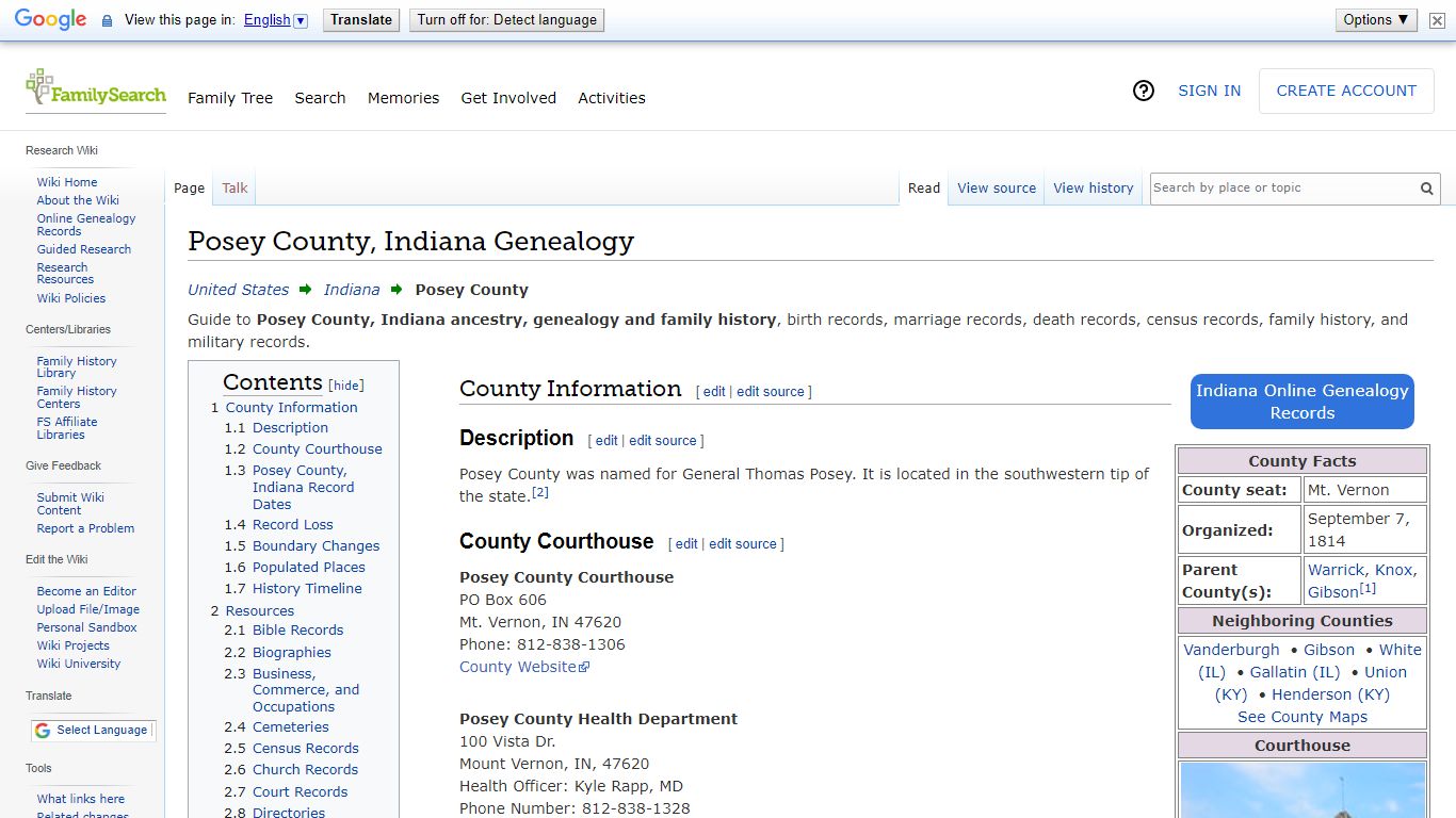 Posey County, Indiana Genealogy • FamilySearch